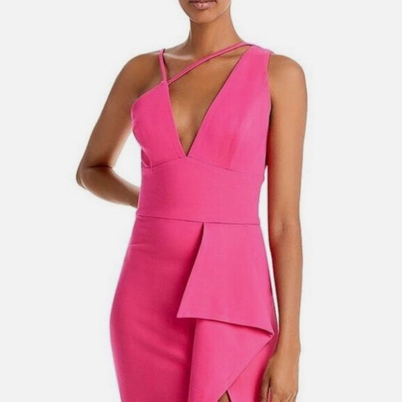 💋5 STAR RATED💋 LAVISH ALICE  Asymmetric Ponte Dress In Pink - Picture 2 of 6